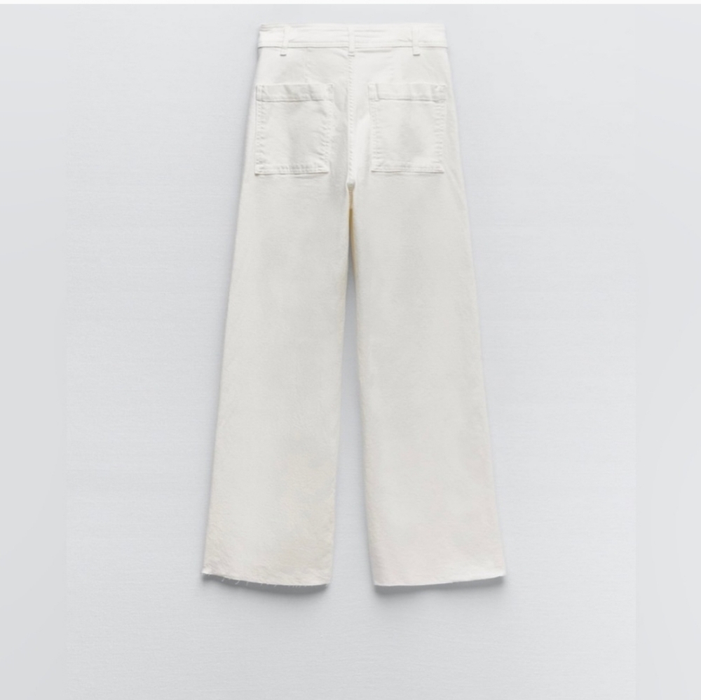 Zara marine straight high waisted raw edge NWT size us 6, off white